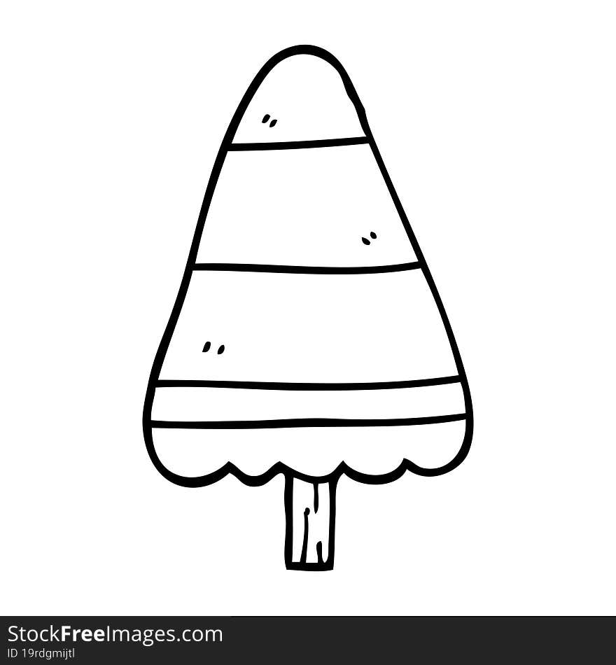 line drawing cartoon christmas tree