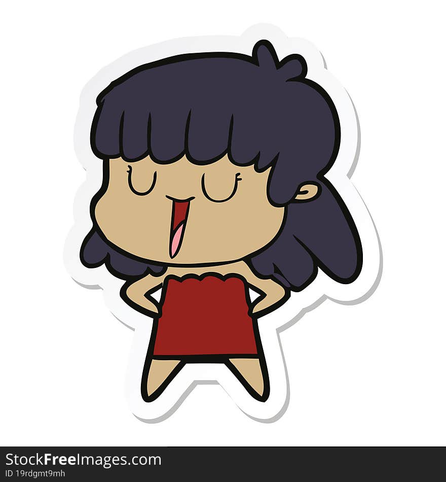 sticker of a cartoon woman laughing