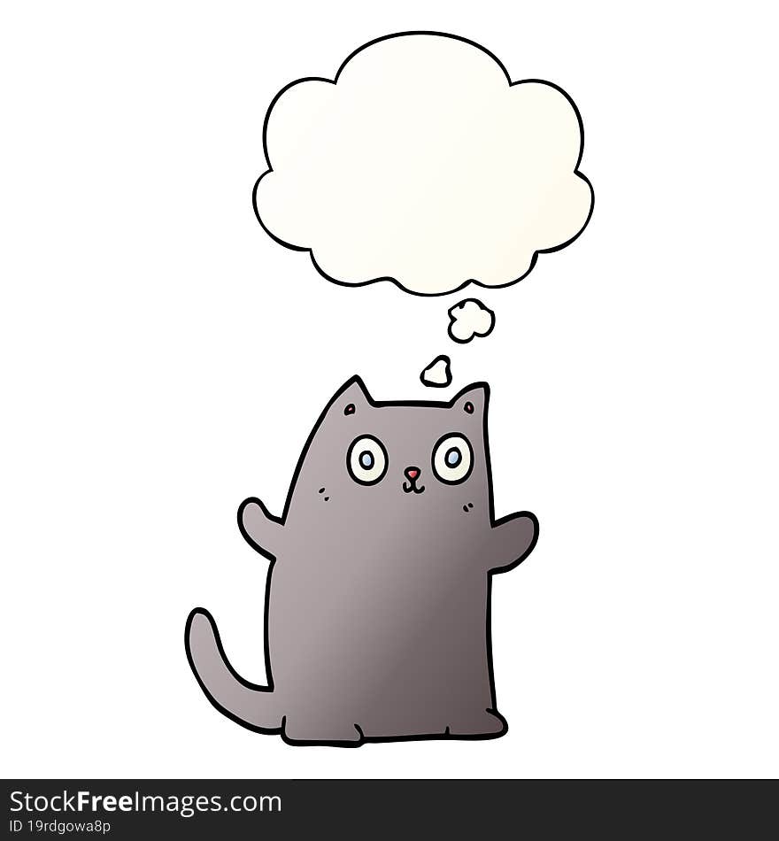 cartoon cat with thought bubble in smooth gradient style