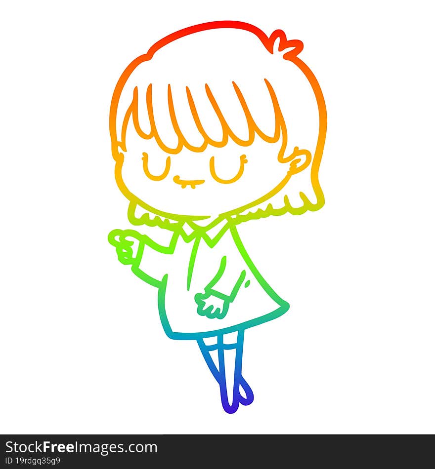 rainbow gradient line drawing of a cartoon woman