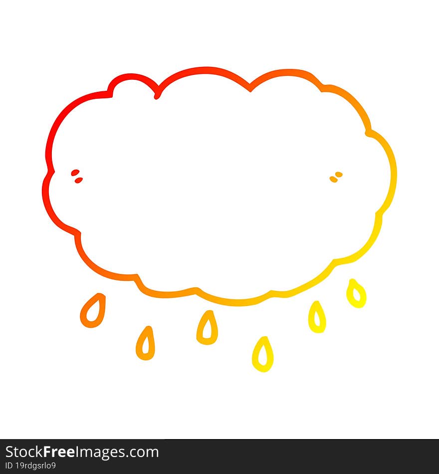 warm gradient line drawing cartoon rain cloud