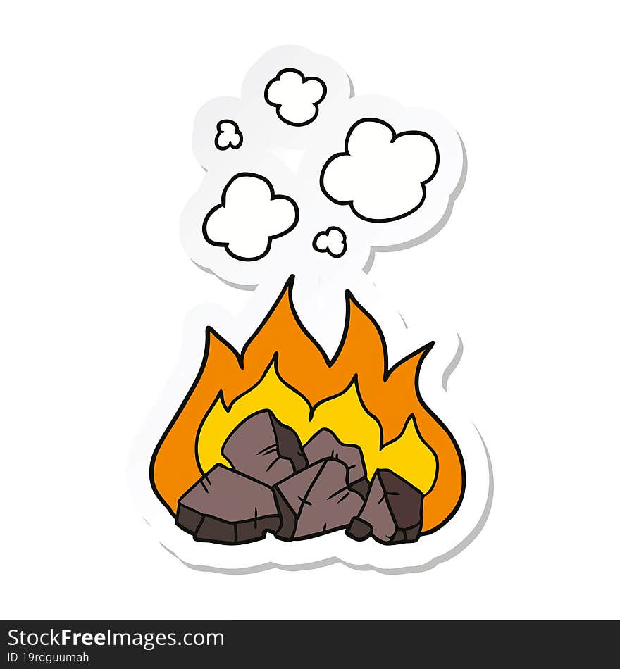 sticker of a cartoon hot coals