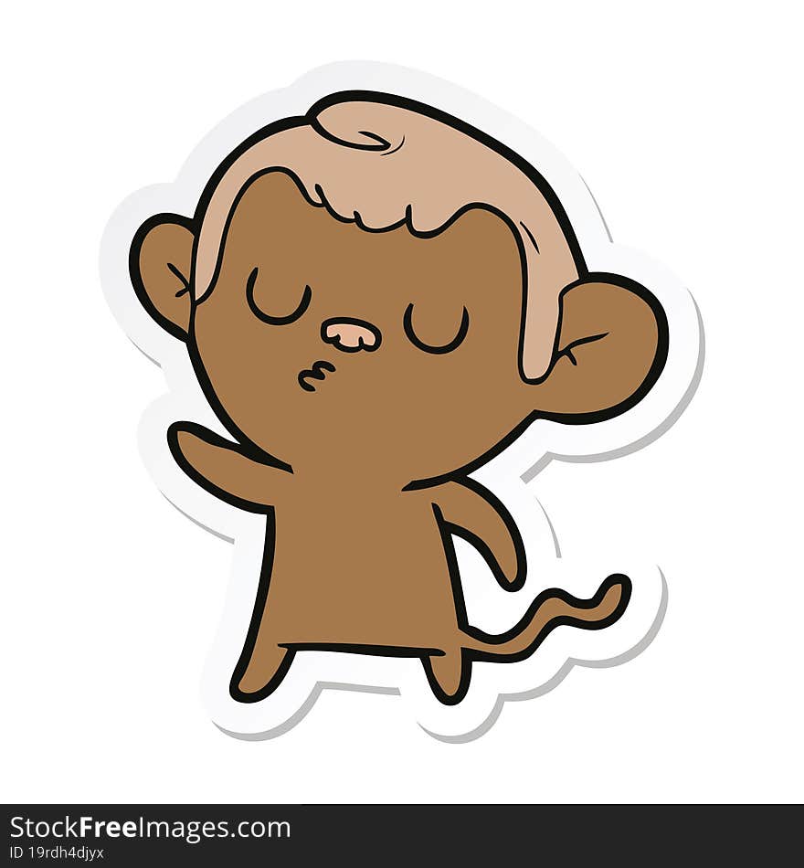 Sticker Of A Cartoon Monkey