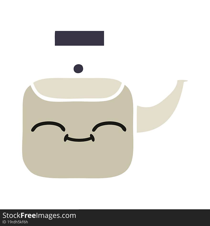 flat color retro cartoon of a kettle