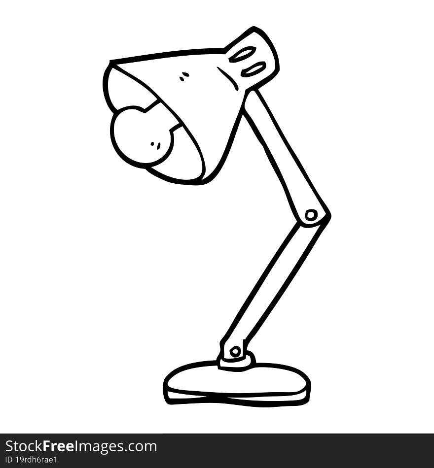 line drawing cartoon angled desk lamp