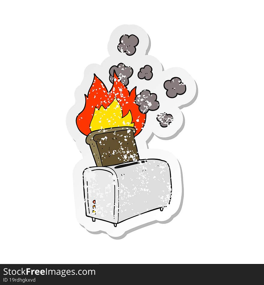 Retro Distressed Sticker Of A Cartoon Burnt Toast