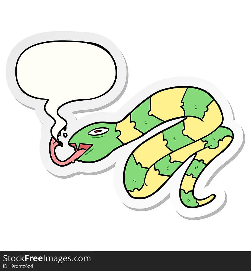 cartoon hissing snake with speech bubble sticker