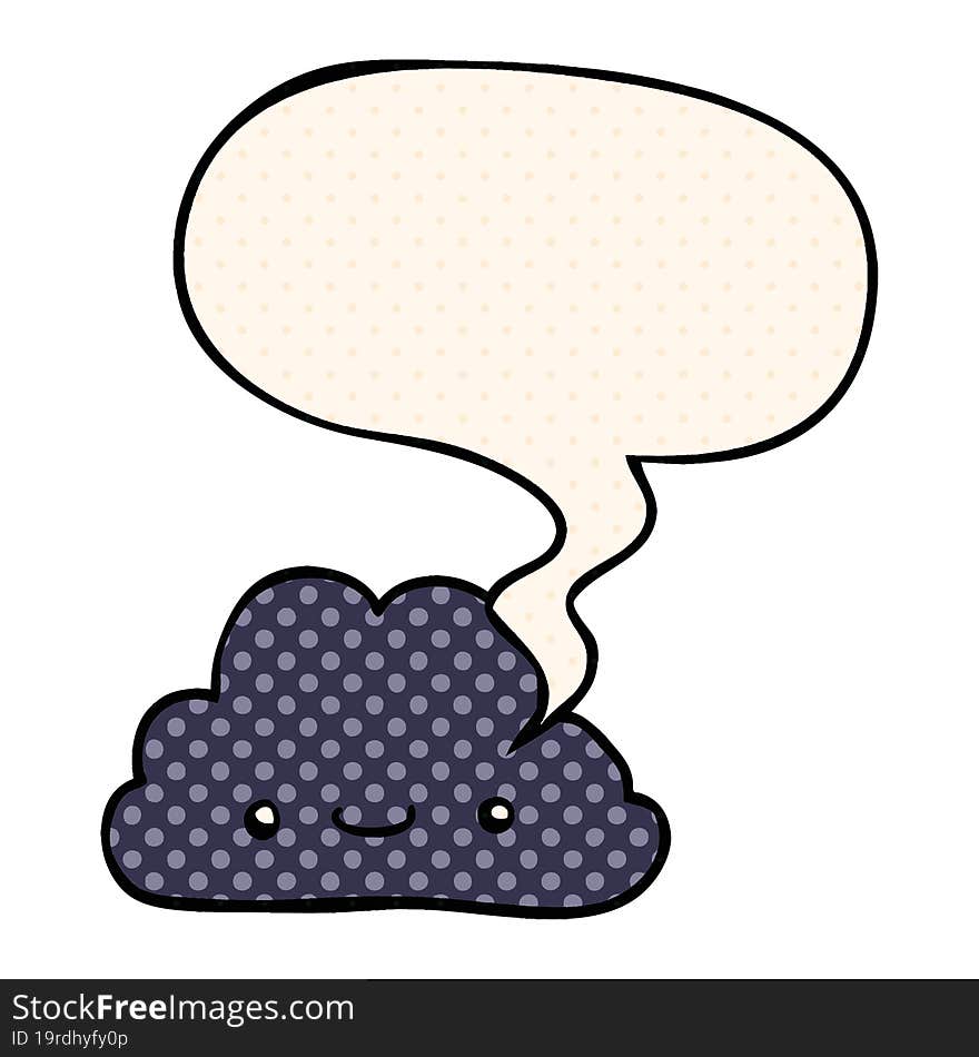 cute cartoon cloud and speech bubble in comic book style