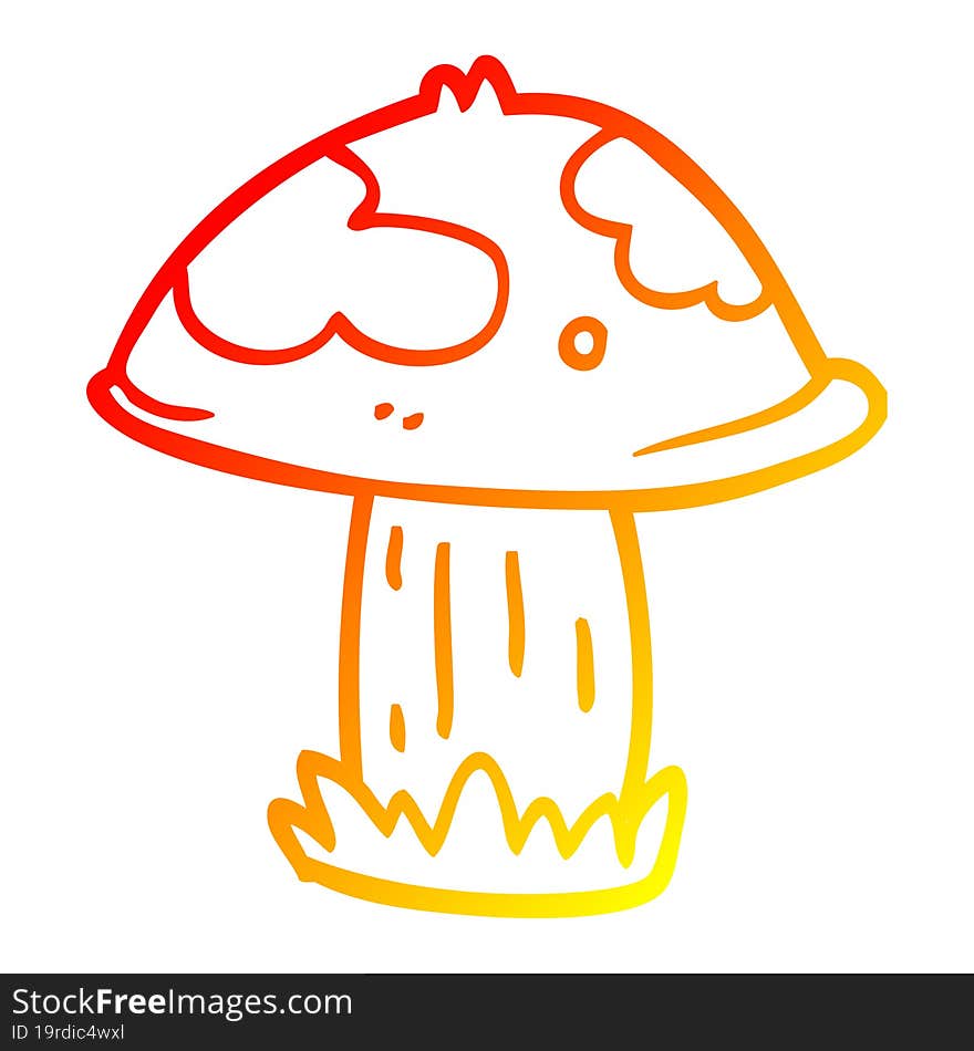 warm gradient line drawing of a cartoon poisonous toadstool