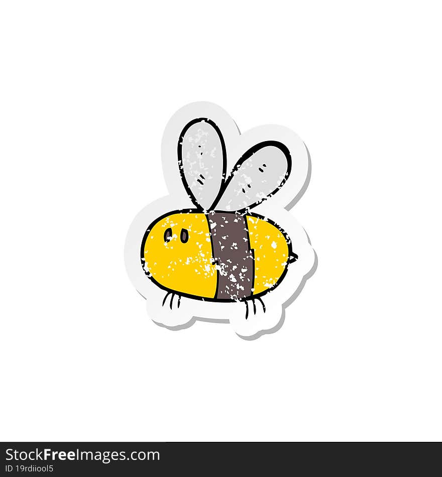 Retro Distressed Sticker Of A Cartoon Bee