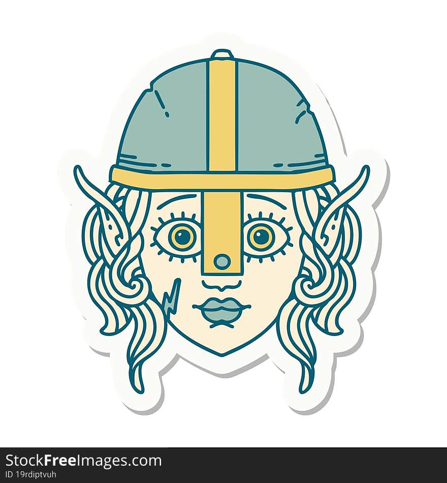 elf fighter character face sticker