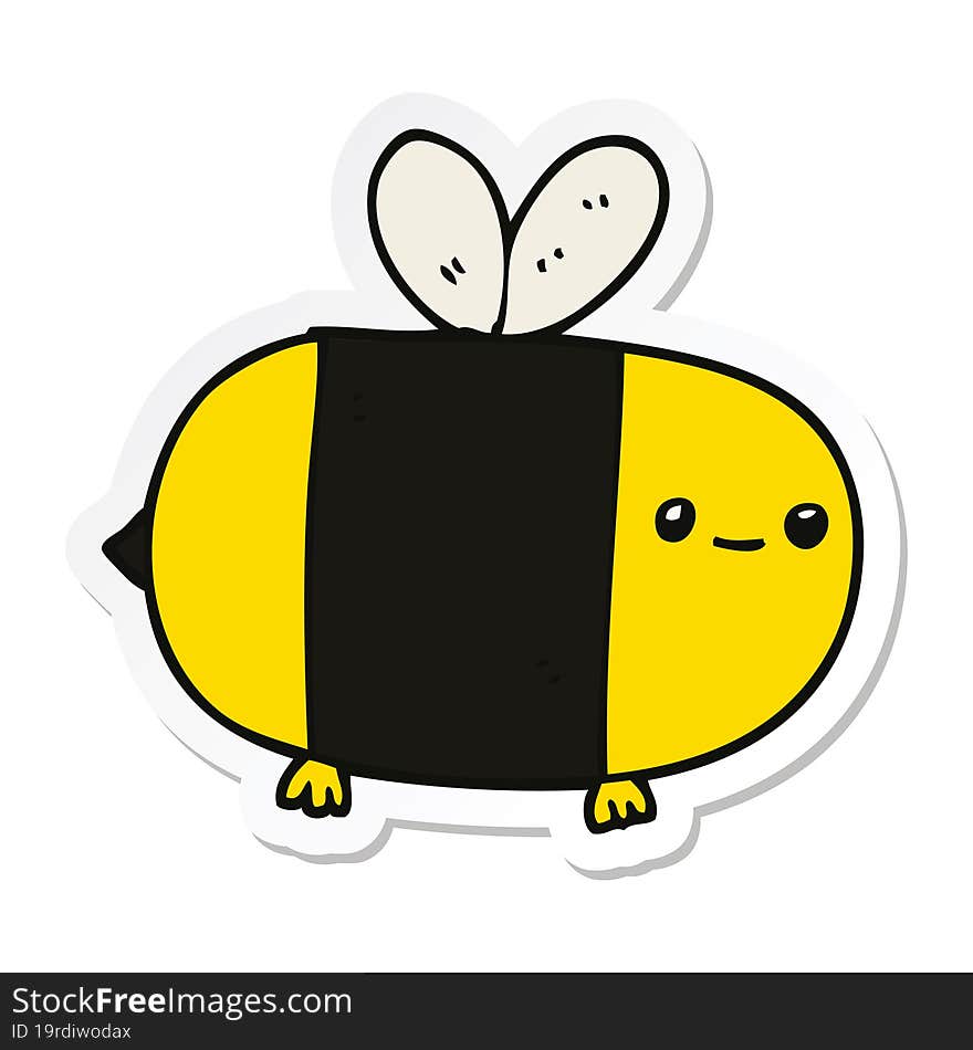 sticker of a cute cartoon bee