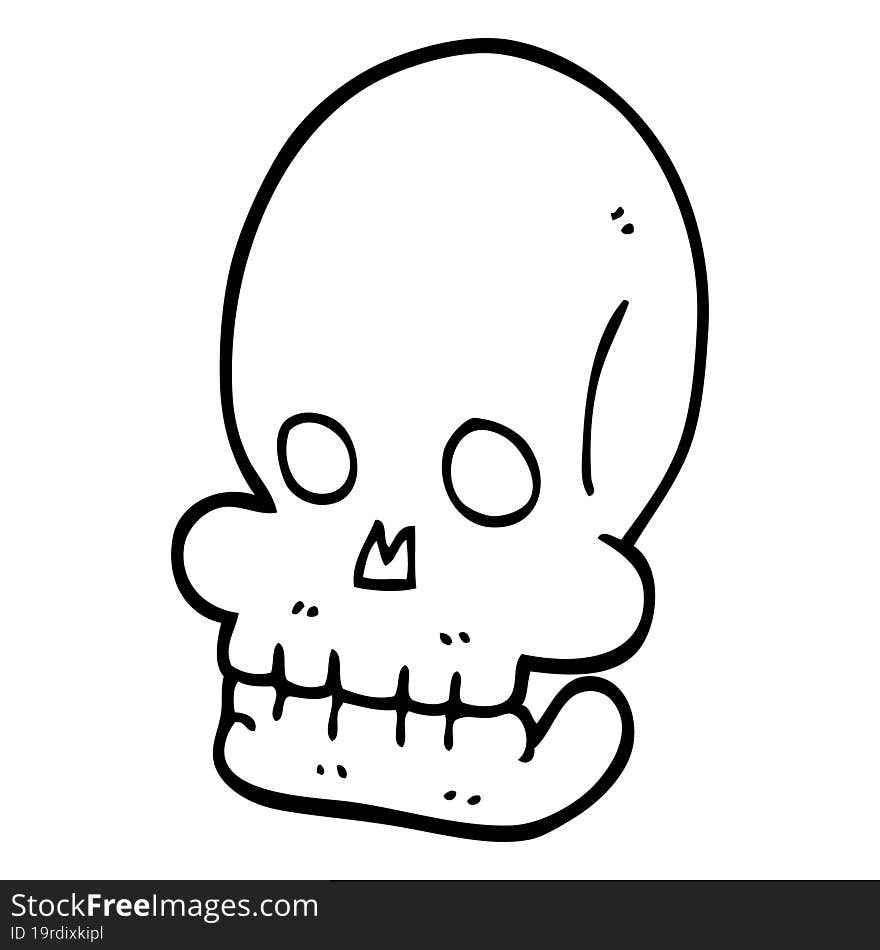 line drawing cartoon spooky skull