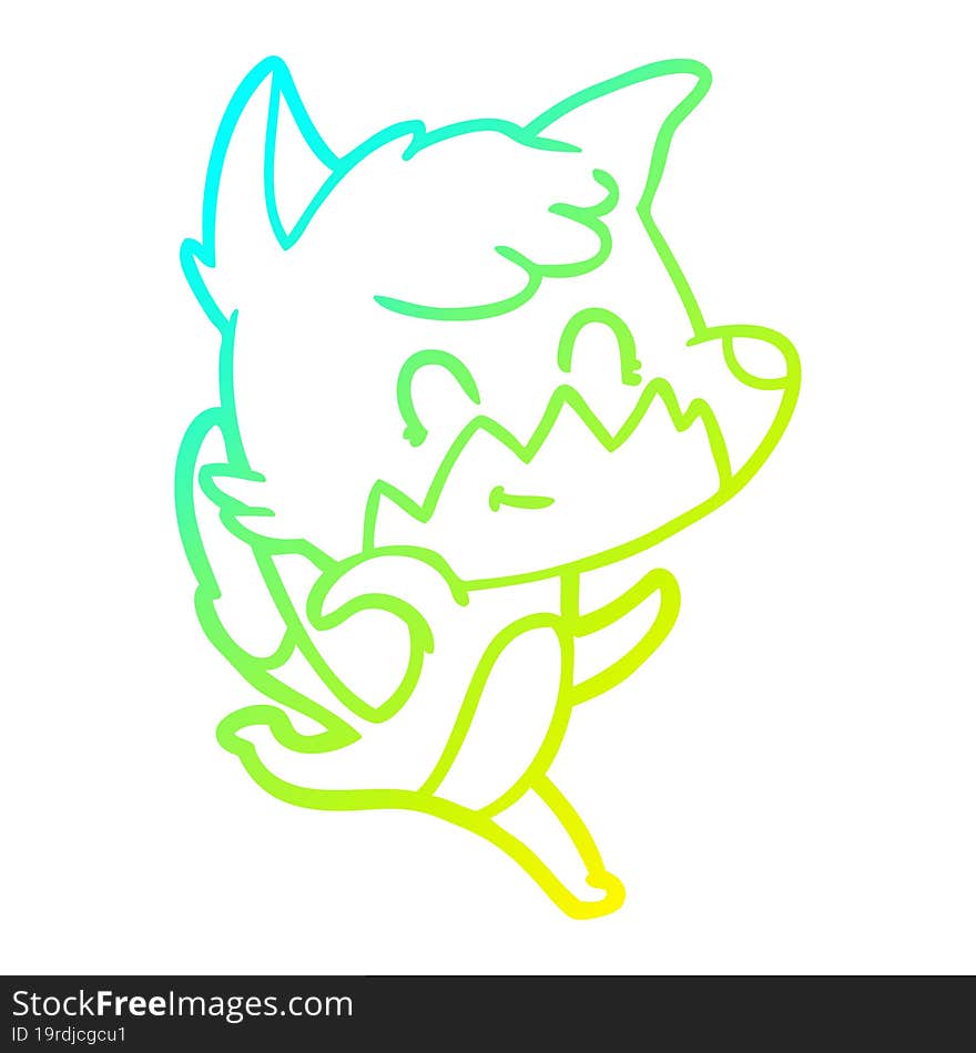 cold gradient line drawing cartoon friendly fox