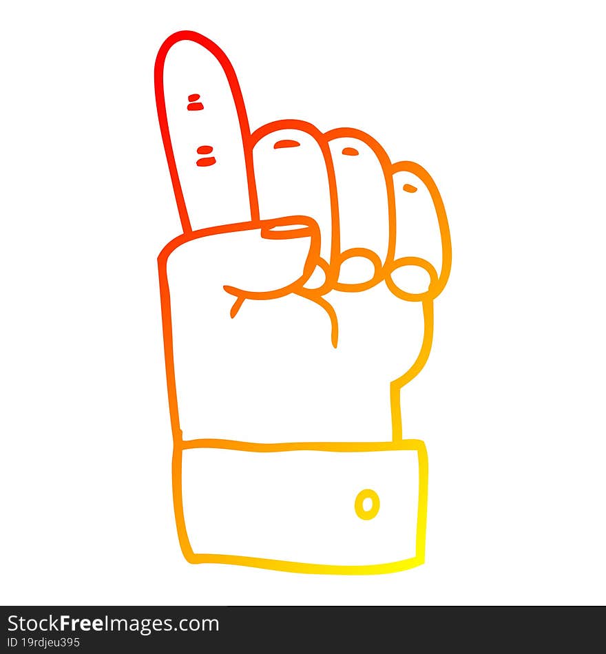 warm gradient line drawing cartoon pointing hand