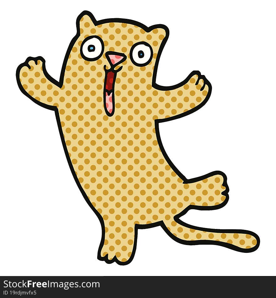 Comic Book Style Cartoon Happy Cat