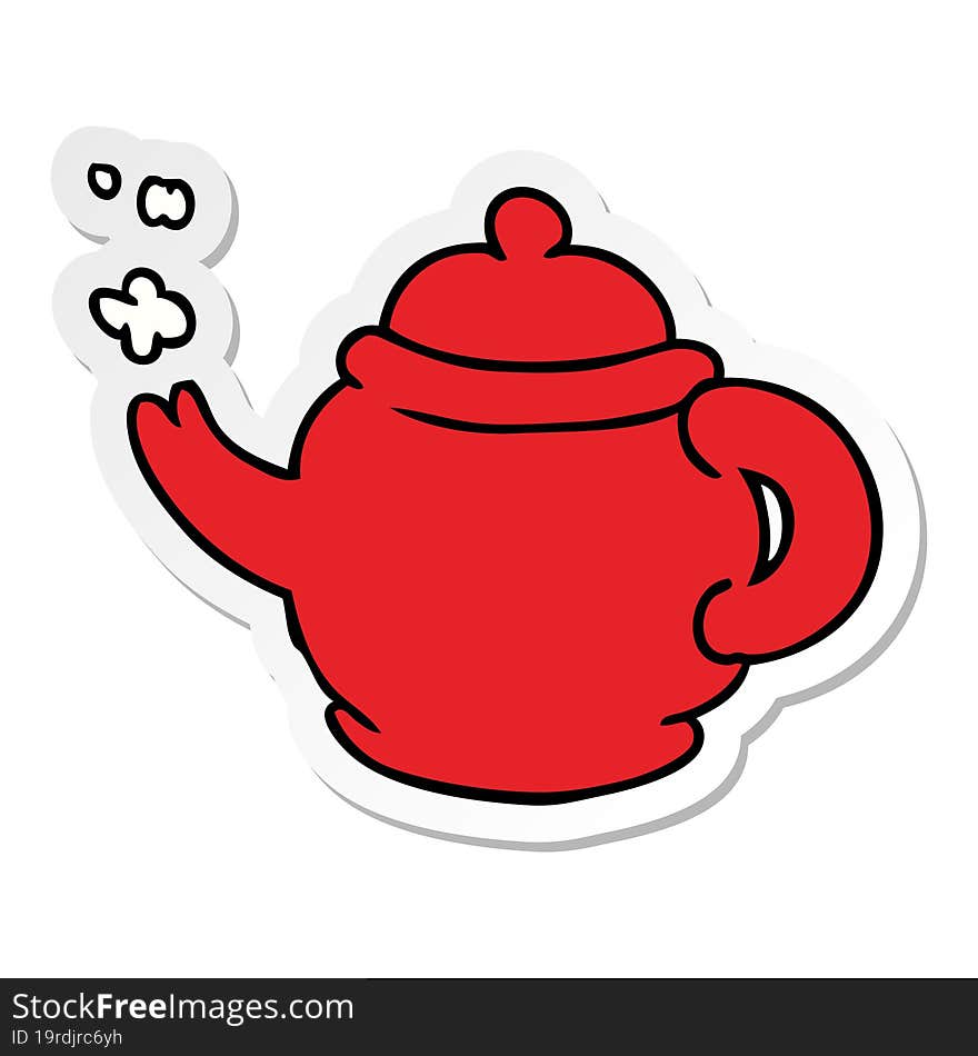 sticker cartoon doodle of a blue tea pot