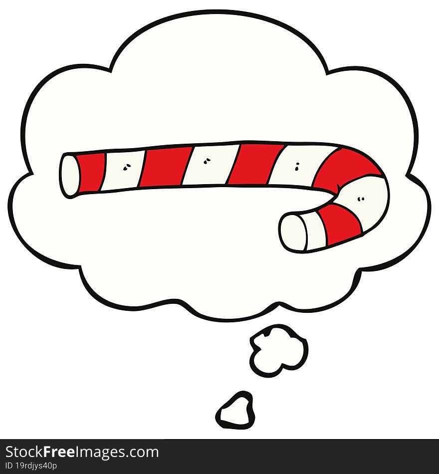 Cartoon Candy Cane And Thought Bubble