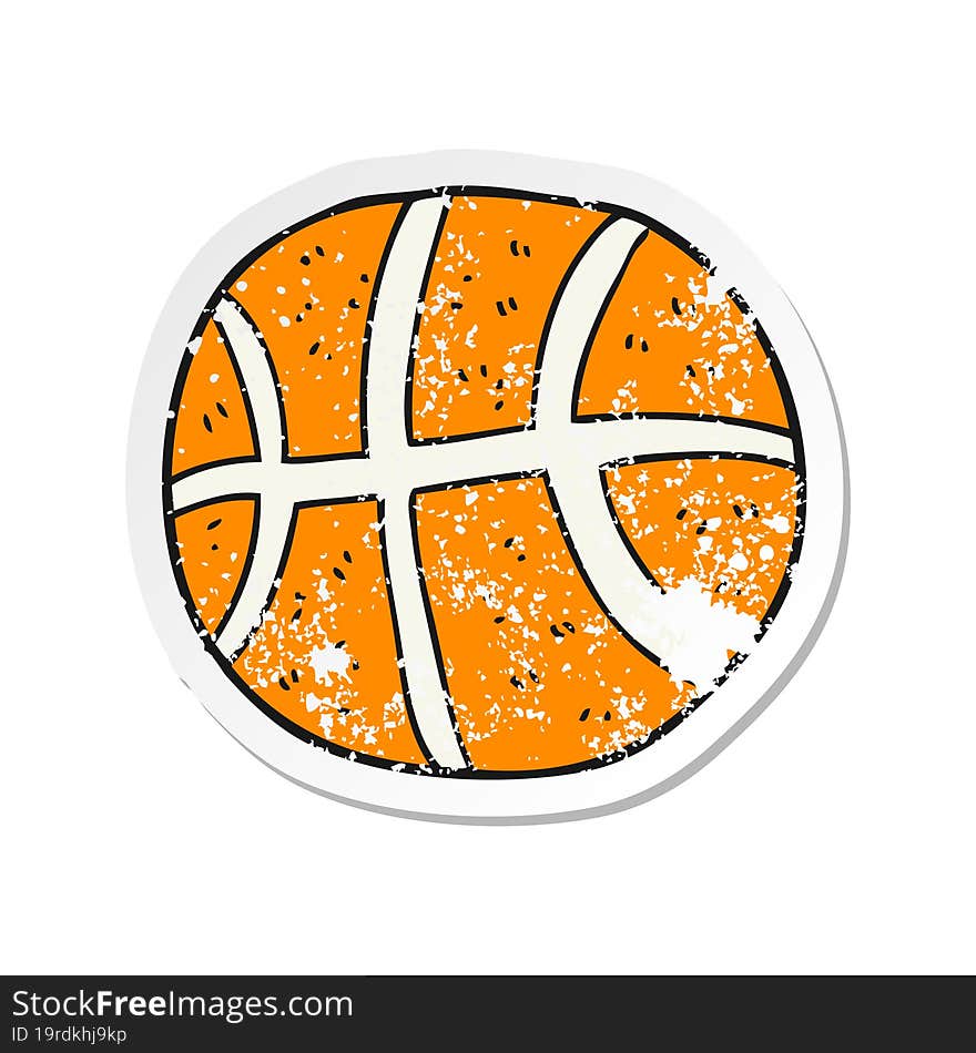 retro distressed sticker of a cartoon basketball