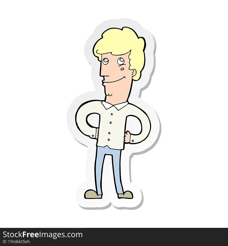 sticker of a cartoon happy man