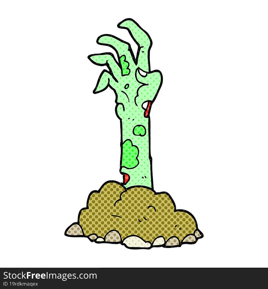 cartoon zombie hand rising from ground