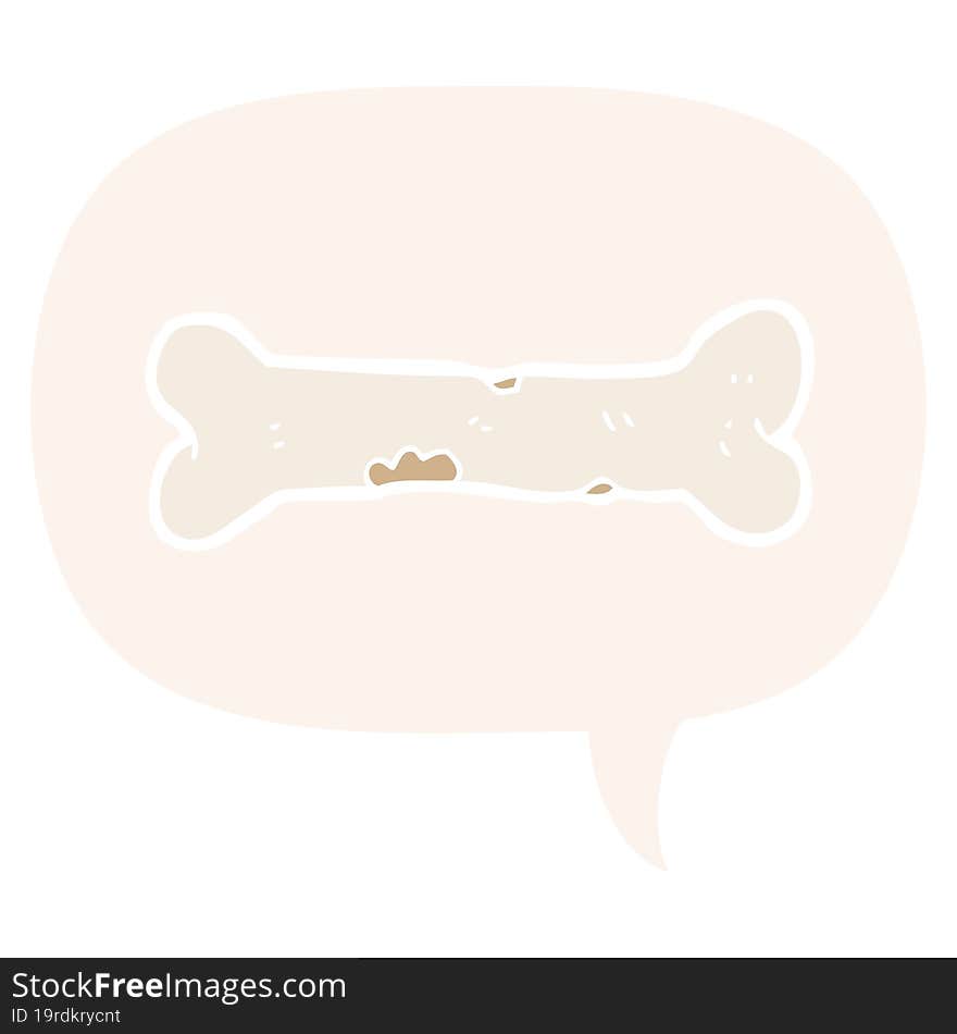 cartoon bone and speech bubble in retro style