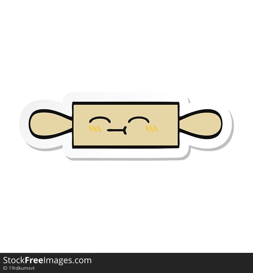 sticker of a cute cartoon rolling pin