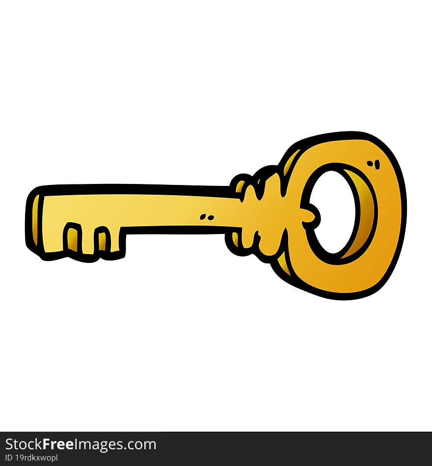 cartoon doodle gold key