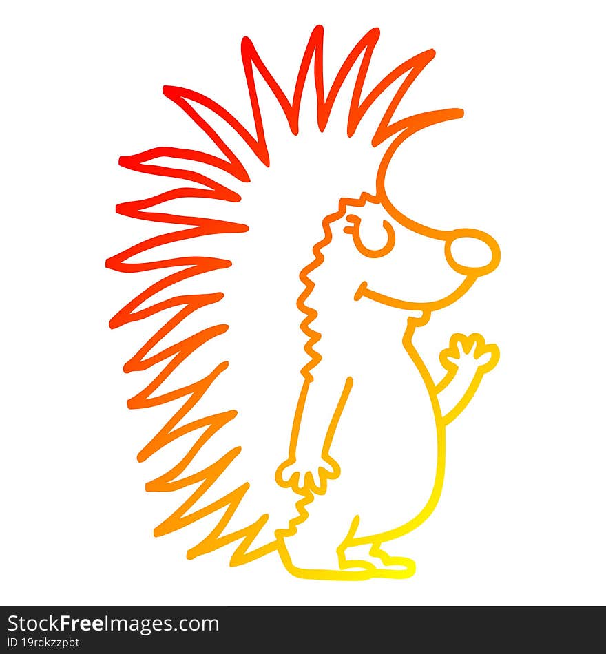 warm gradient line drawing cartoon spiky hedgehog