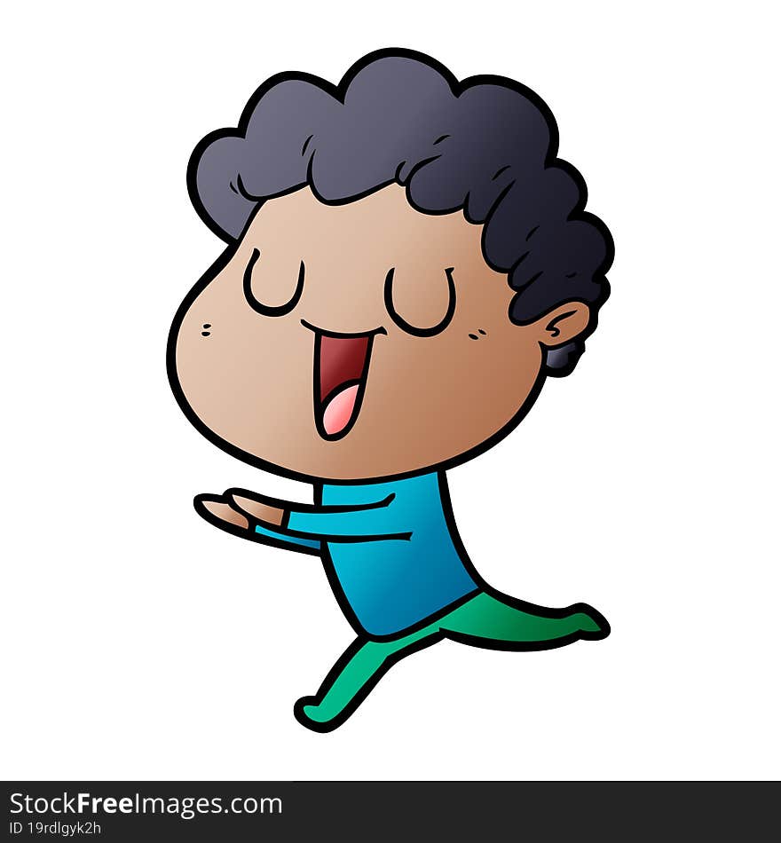 laughing cartoon man running. laughing cartoon man running