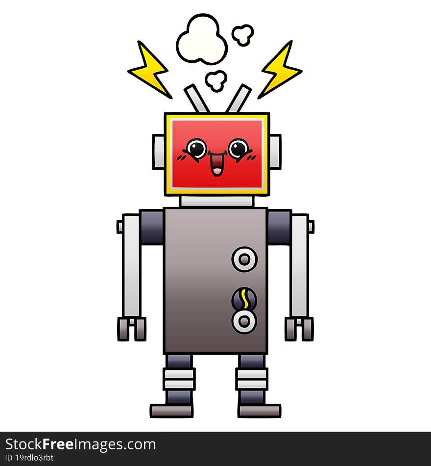 gradient shaded cartoon of a happy robot