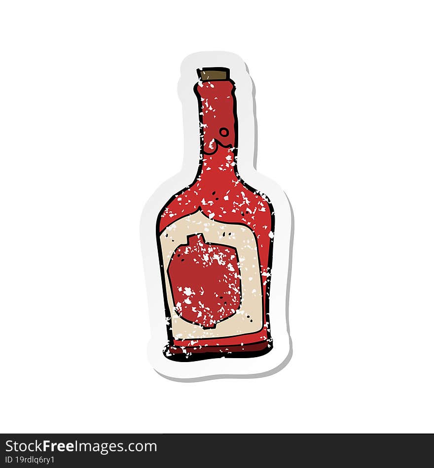 retro distressed sticker of a cartoon bottle of rum