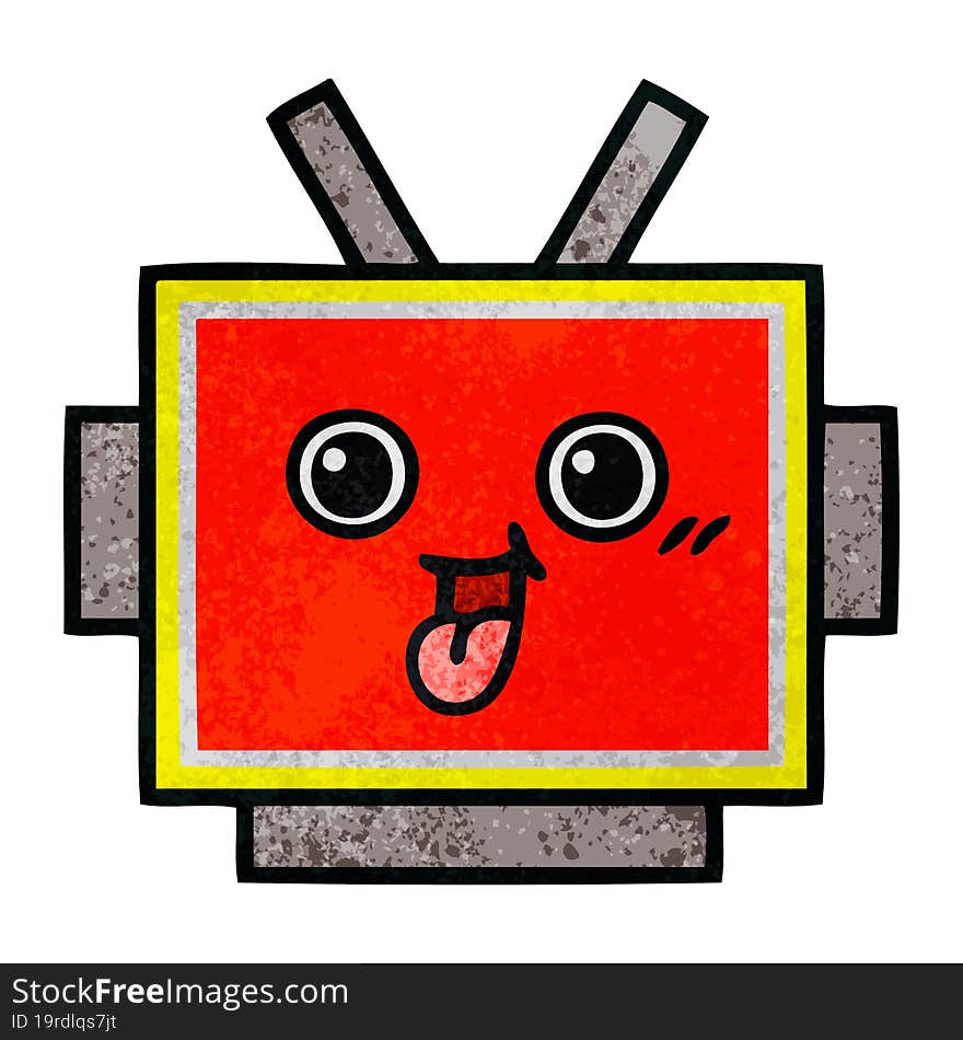 retro grunge texture cartoon robot head