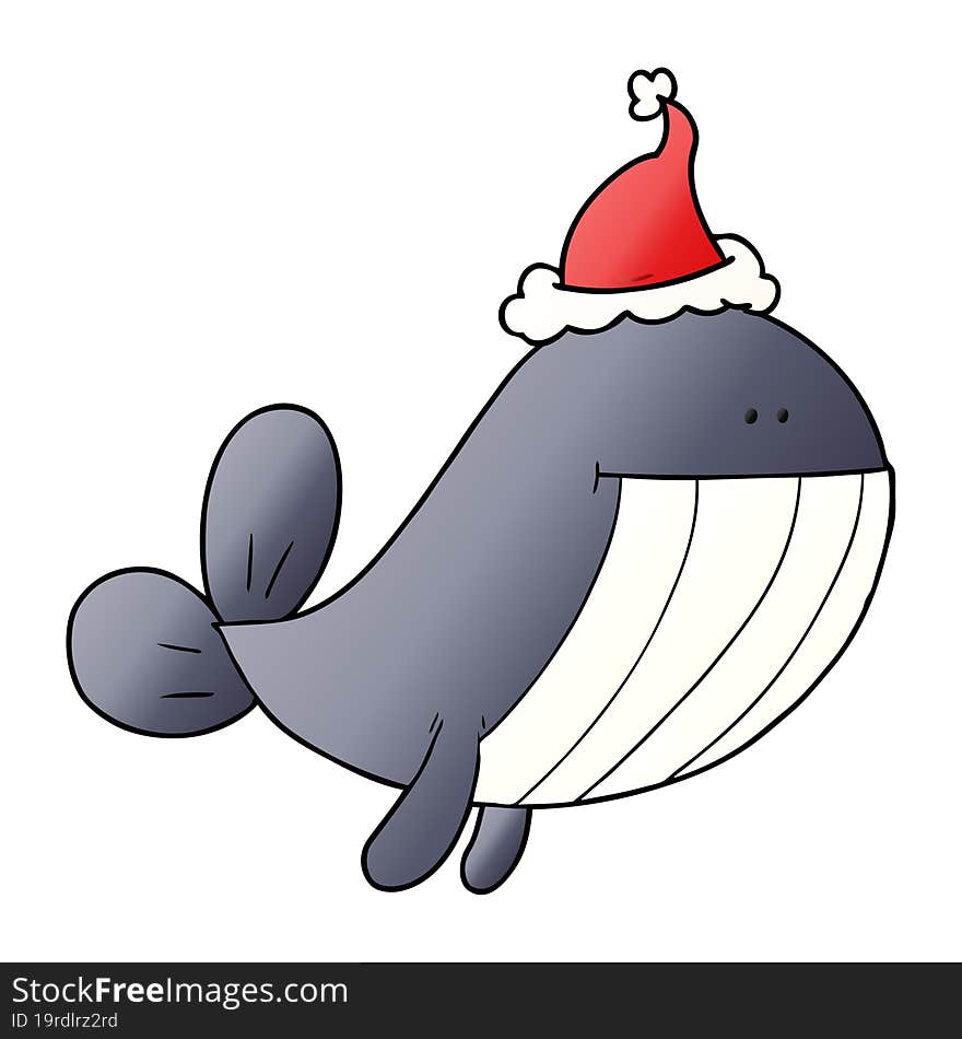 gradient cartoon of a whale wearing santa hat