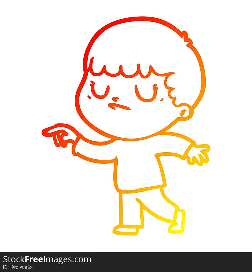 warm gradient line drawing cartoon grumpy boy