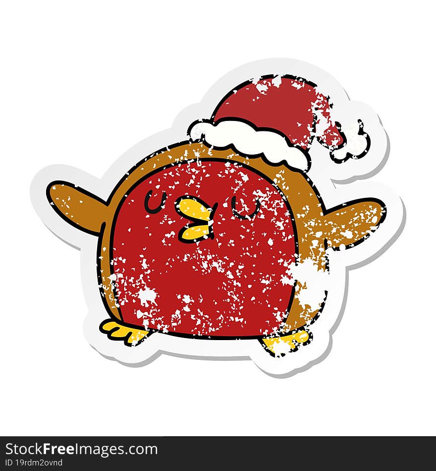 distressed sticker cartoon cute kawaii red robin