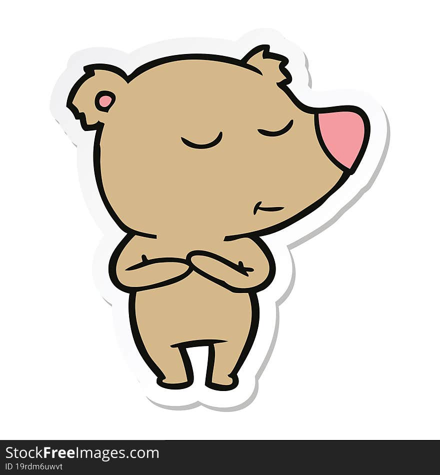 sticker of a happy cartoon bear