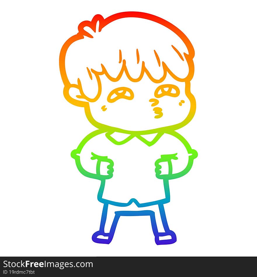 rainbow gradient line drawing cartoon curious man