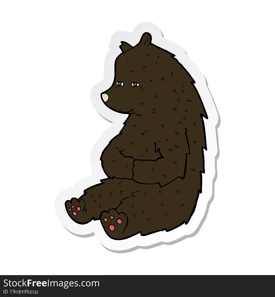 sticker of a cute cartoon black bear