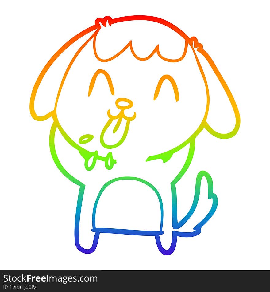 rainbow gradient line drawing of a cute cartoon dog