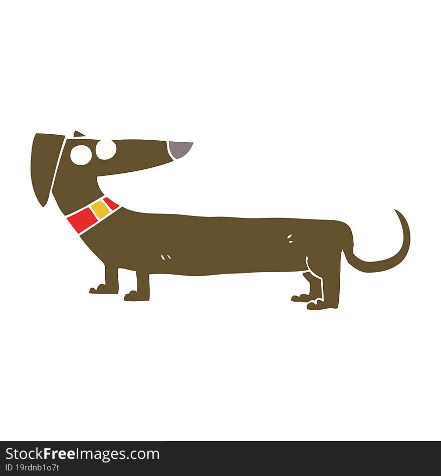 flat color illustration of a cartoon sausage dog