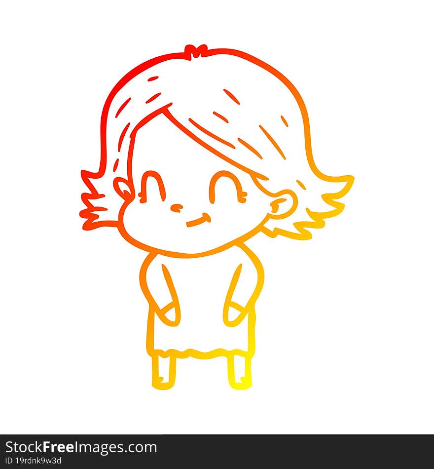 warm gradient line drawing cartoon friendly girl