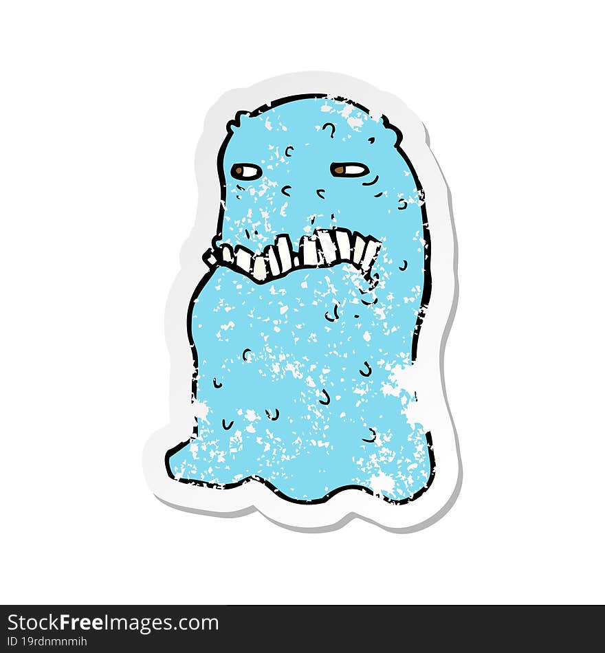 retro distressed sticker of a cartoon gross ghost