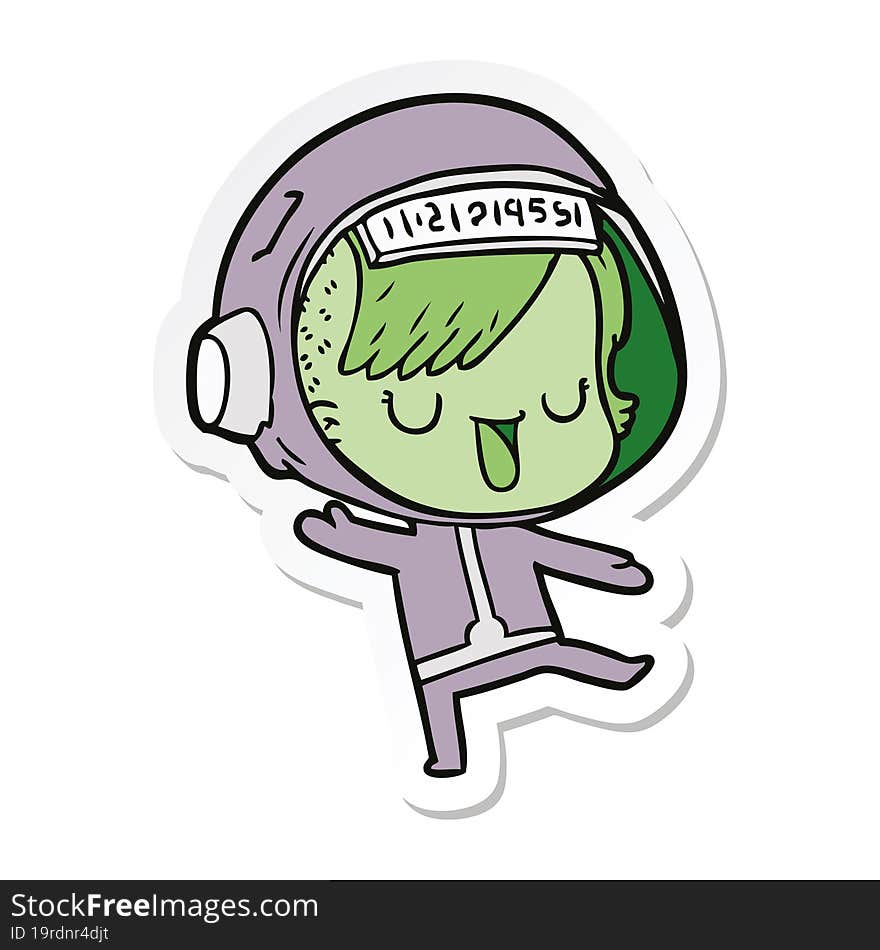 sticker of a cartoon astronaut woman