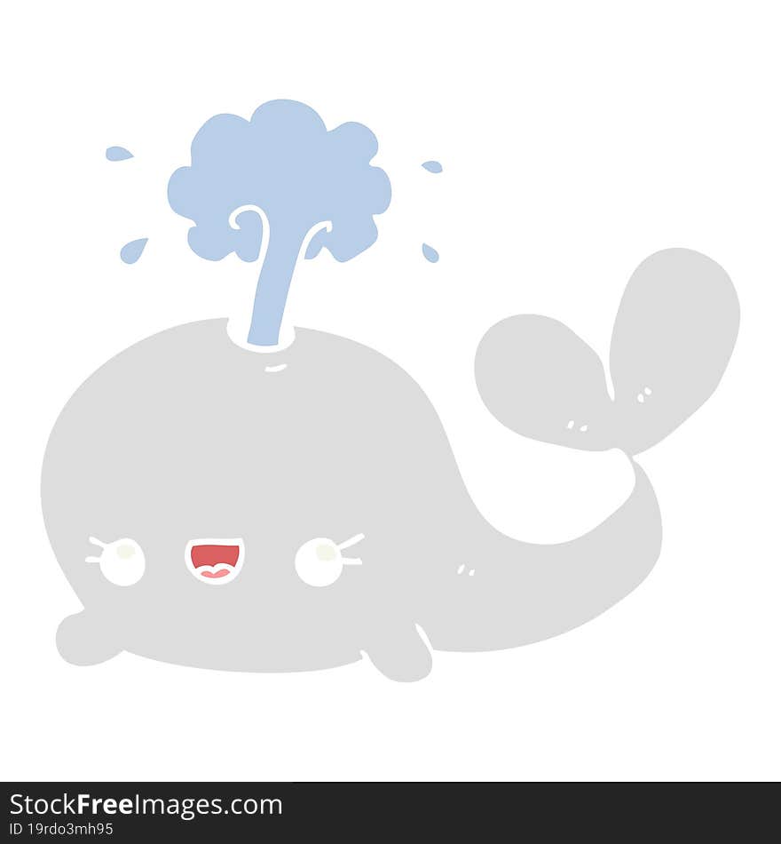 cute flat color style cartoon whale