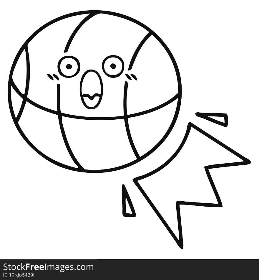 line drawing cartoon basketball