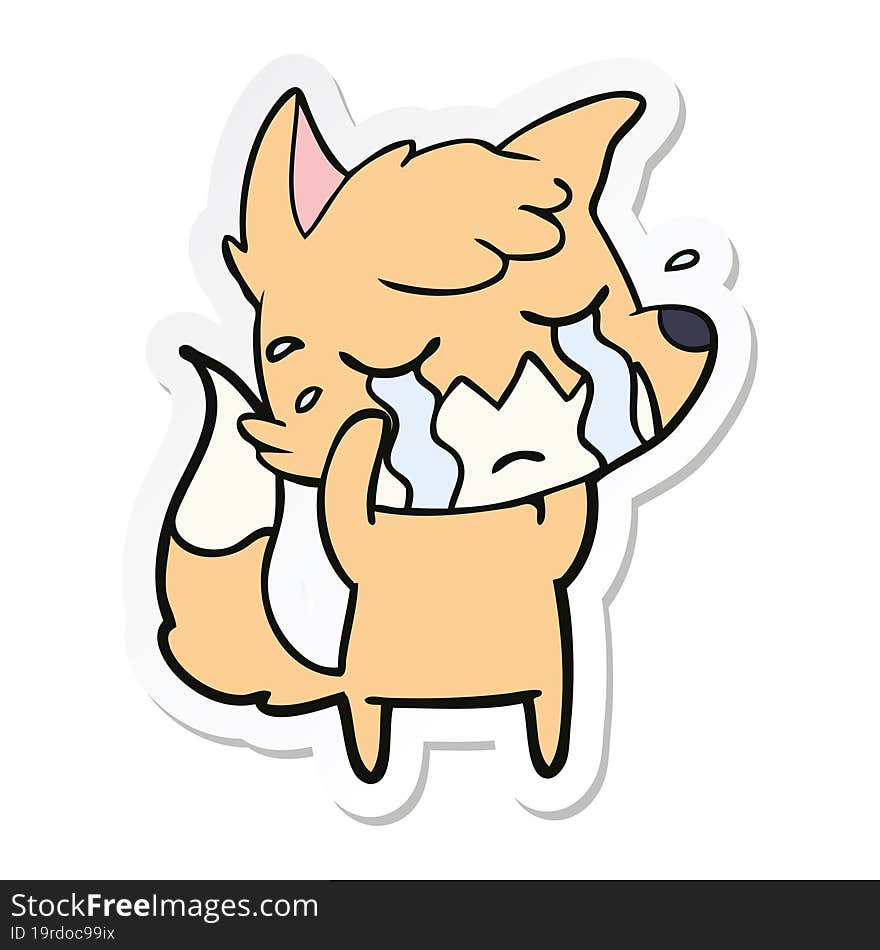 sticker of a crying fox cartoon