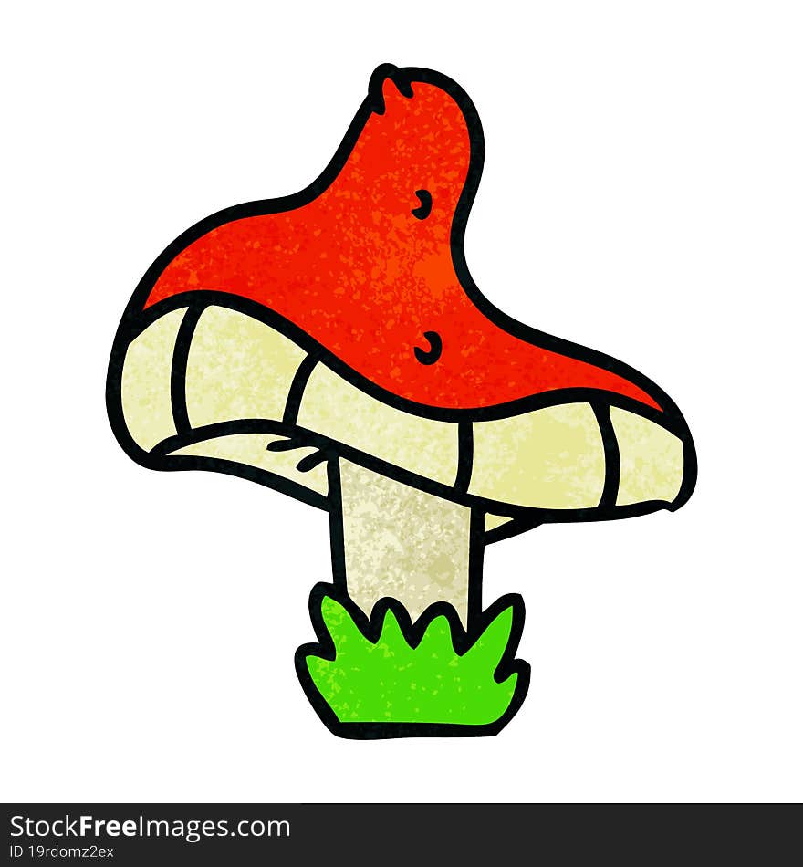 textured cartoon doodle of a single mushroom