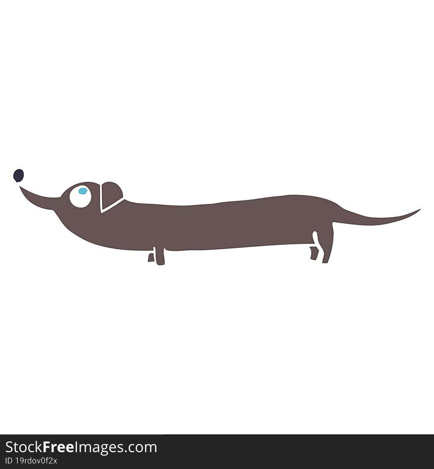 flat color illustration cartoon dachshund