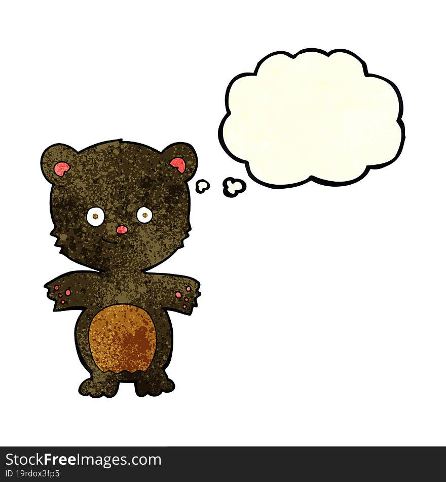 cartoon happy black bear with thought bubble